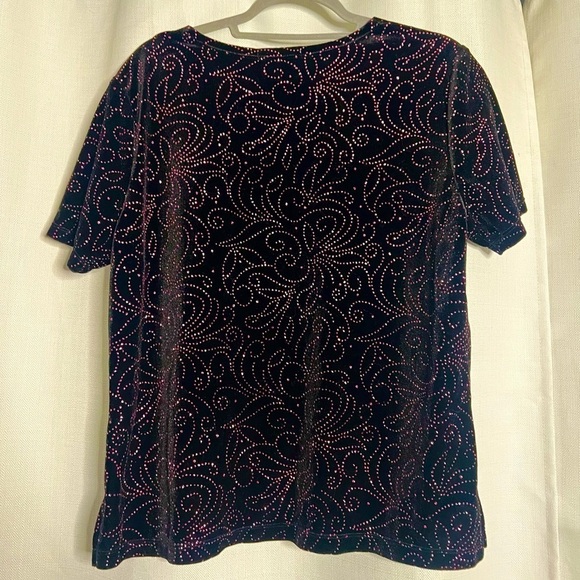 Vintage Notations Black Velvet with Pink Glitter Shirt XL - Picture 3 of 9